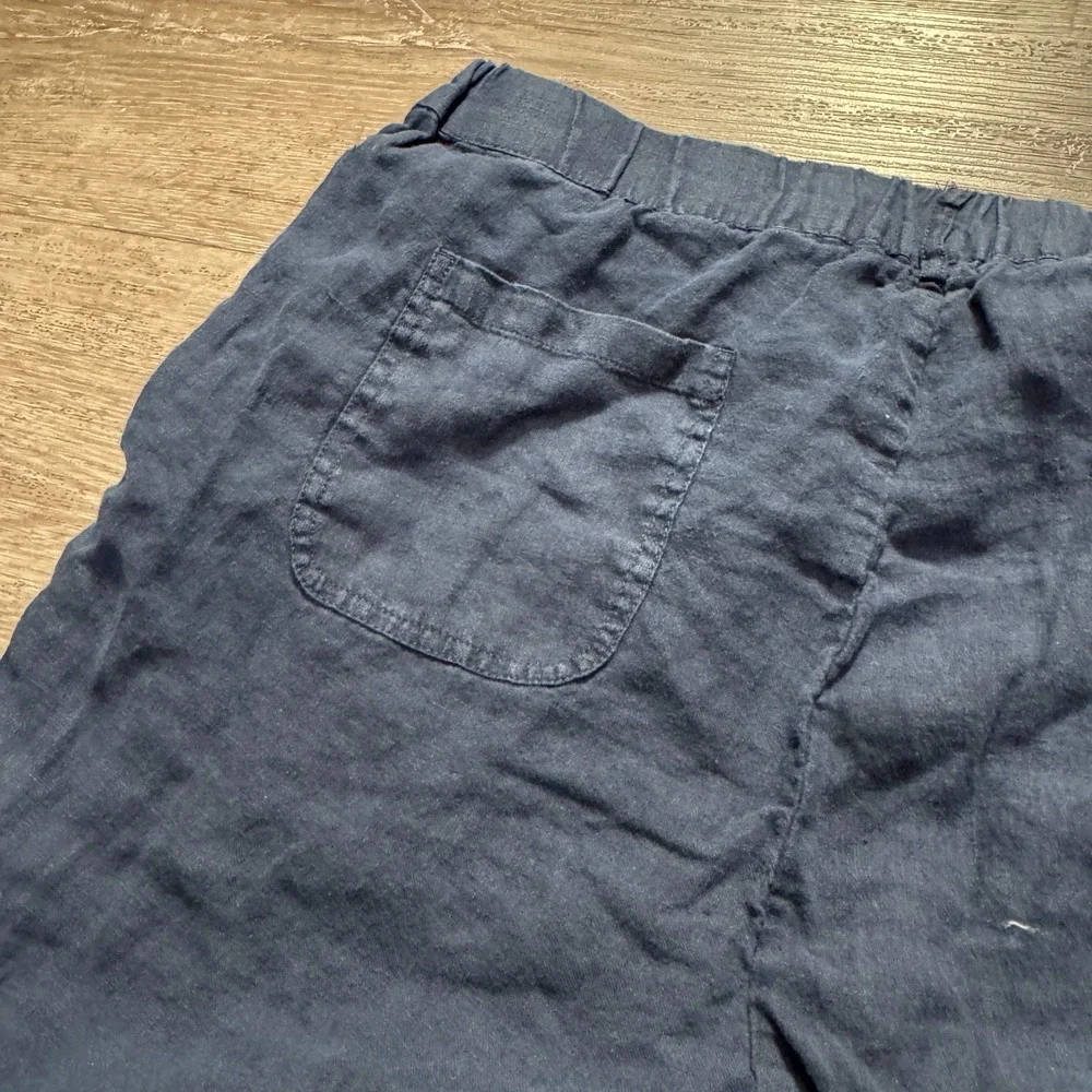 Quince Pants Womens Large Blue 100% Linen Pullon Costal Lounge Comfort 32x25